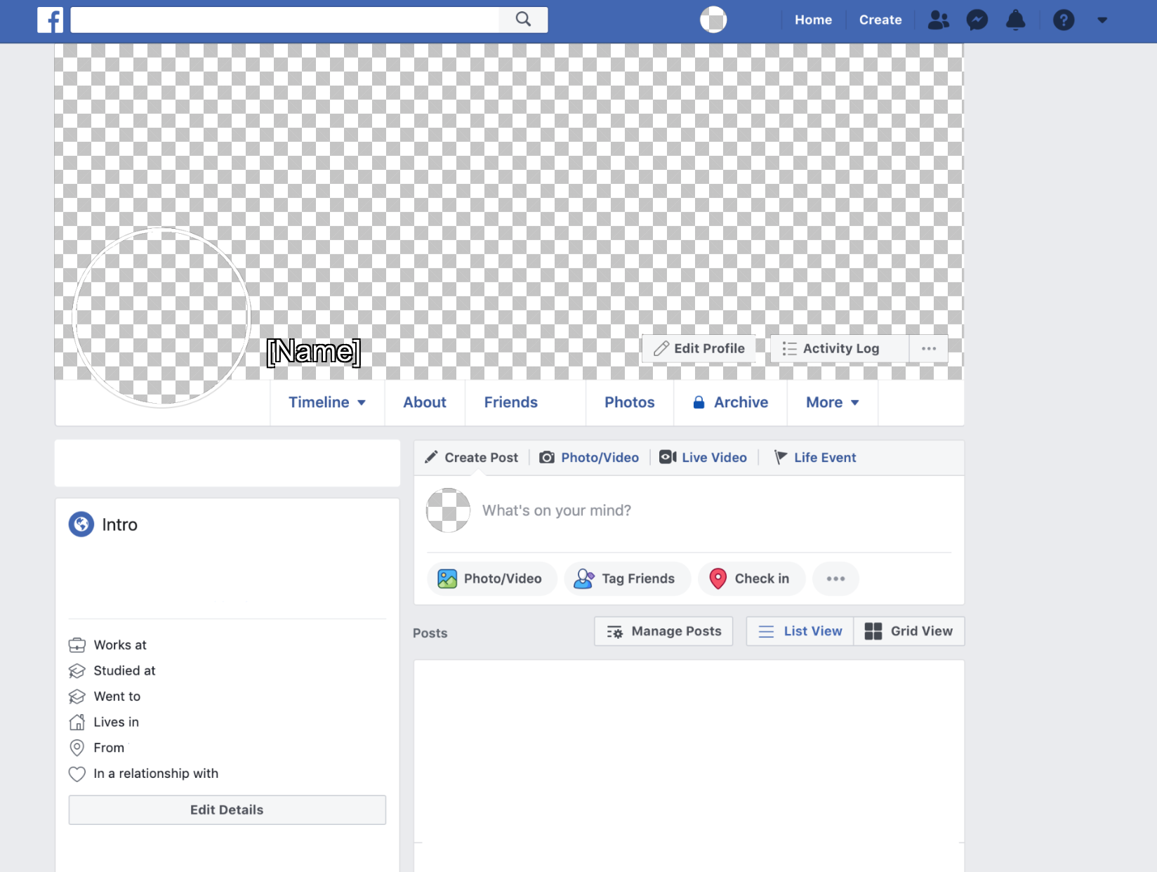 facebook profile template 2022