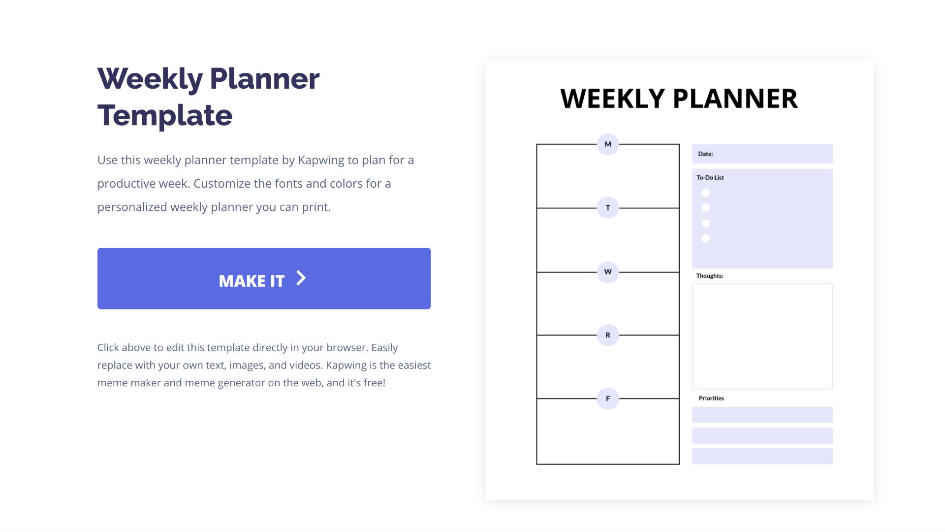 how to create a weekly planner free template