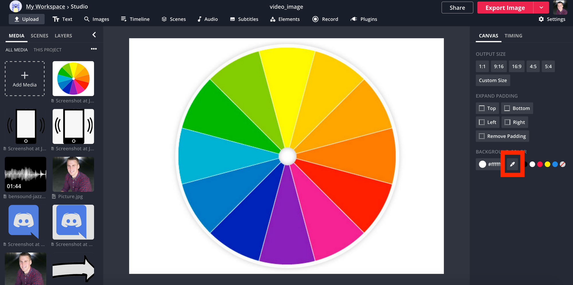 color picker tool wheel