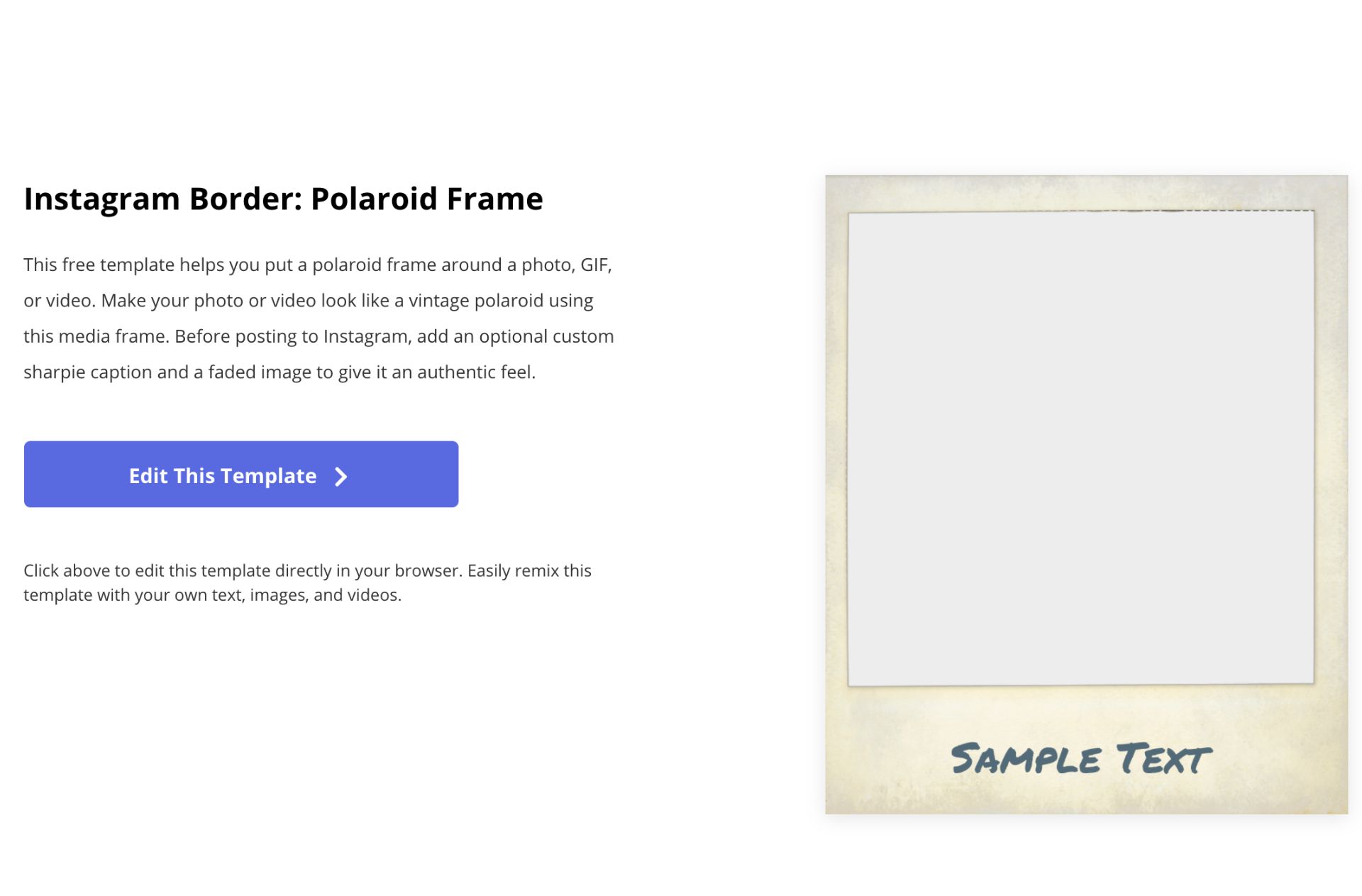 polaroid photo frame template