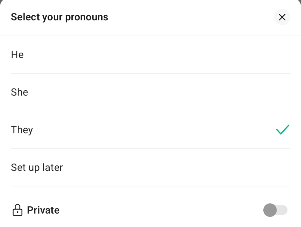 Lemon8: Select your pronouns.