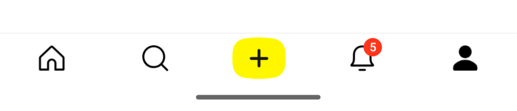 The bottom bar of Lemon8, showing the option to upload.