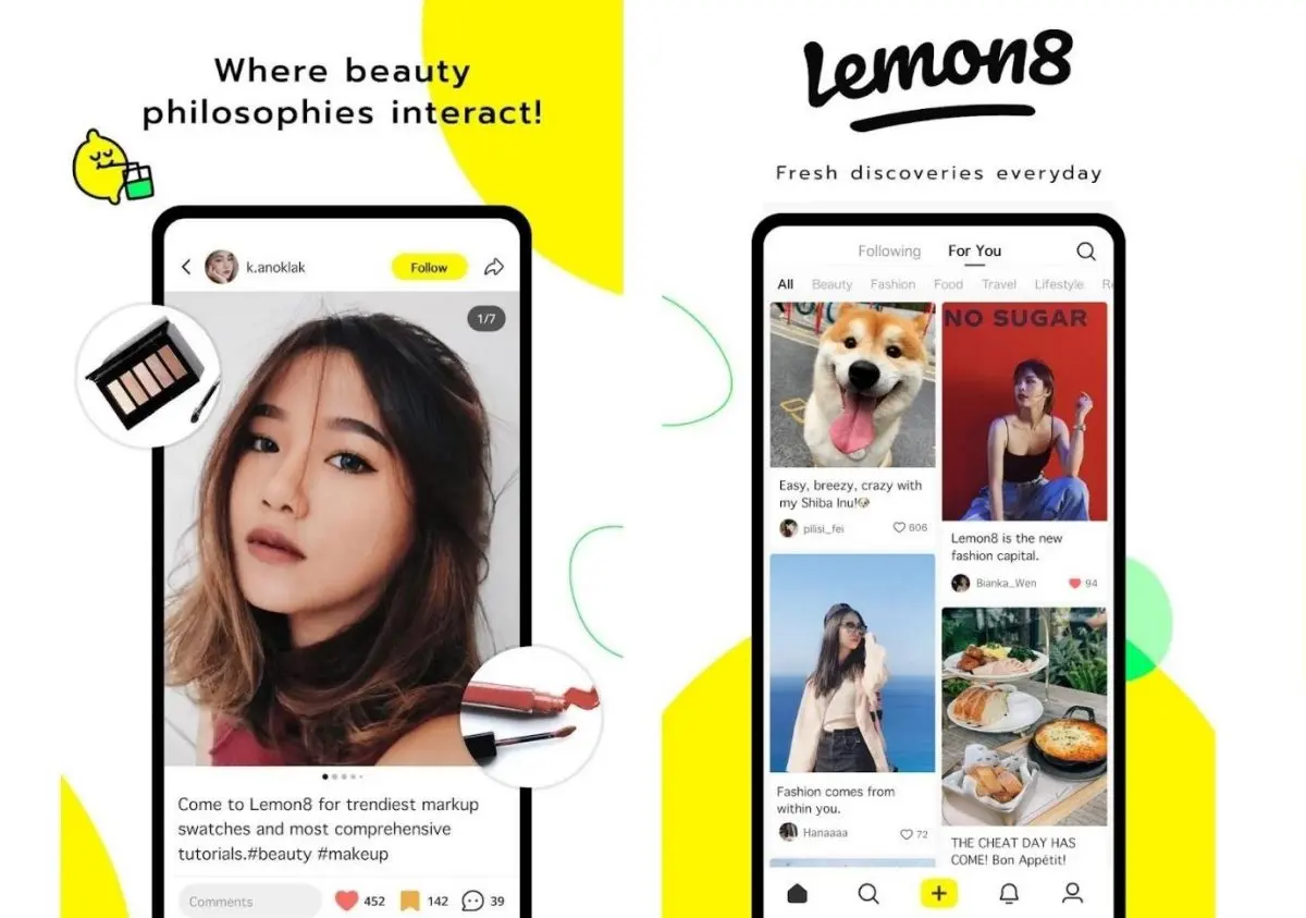 Screenshot of the Lemon8 app showcasing the 'For You' page