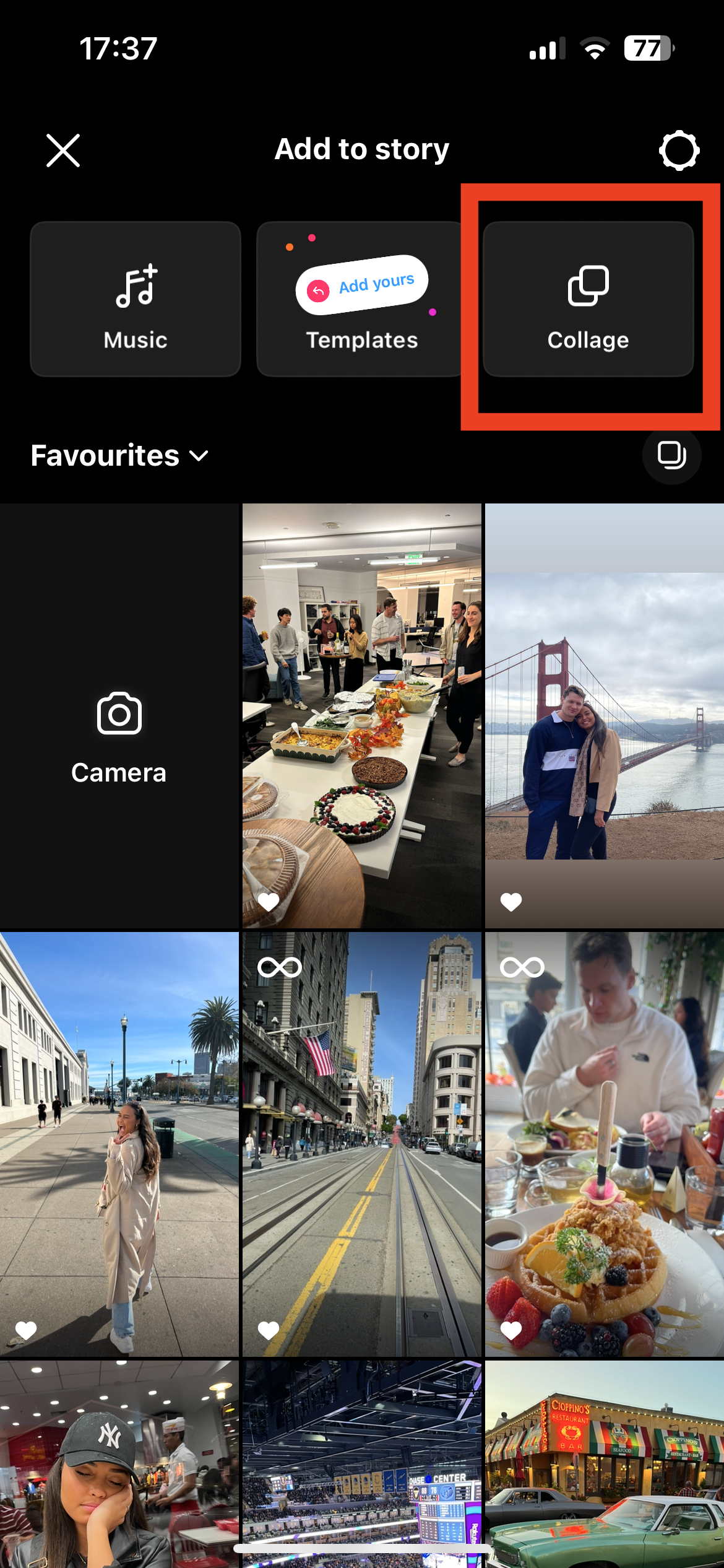 Screenshot of a camera roll in preperation for upload to Instagram Story