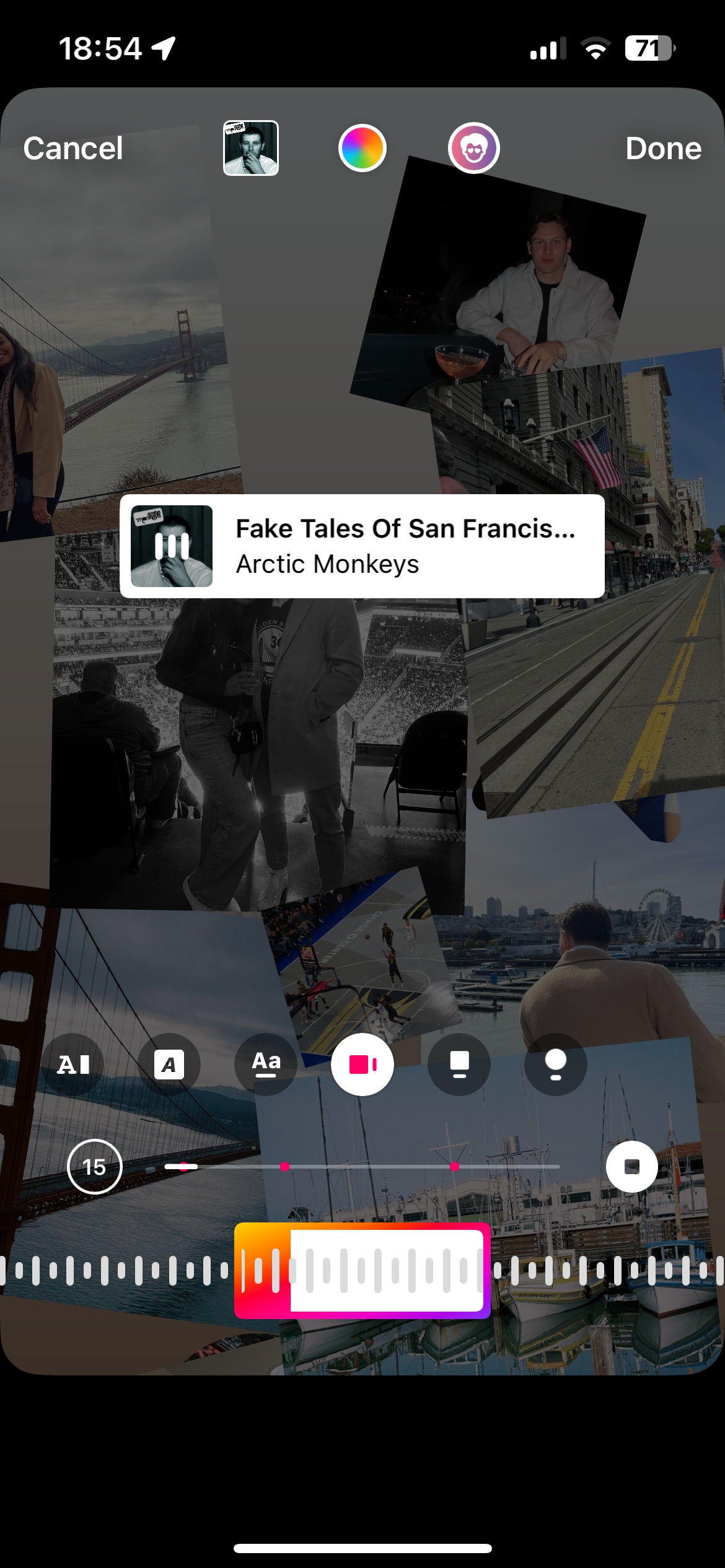 Instagram Story Collage with photos from San Francisco and music by Arctic Monkeys