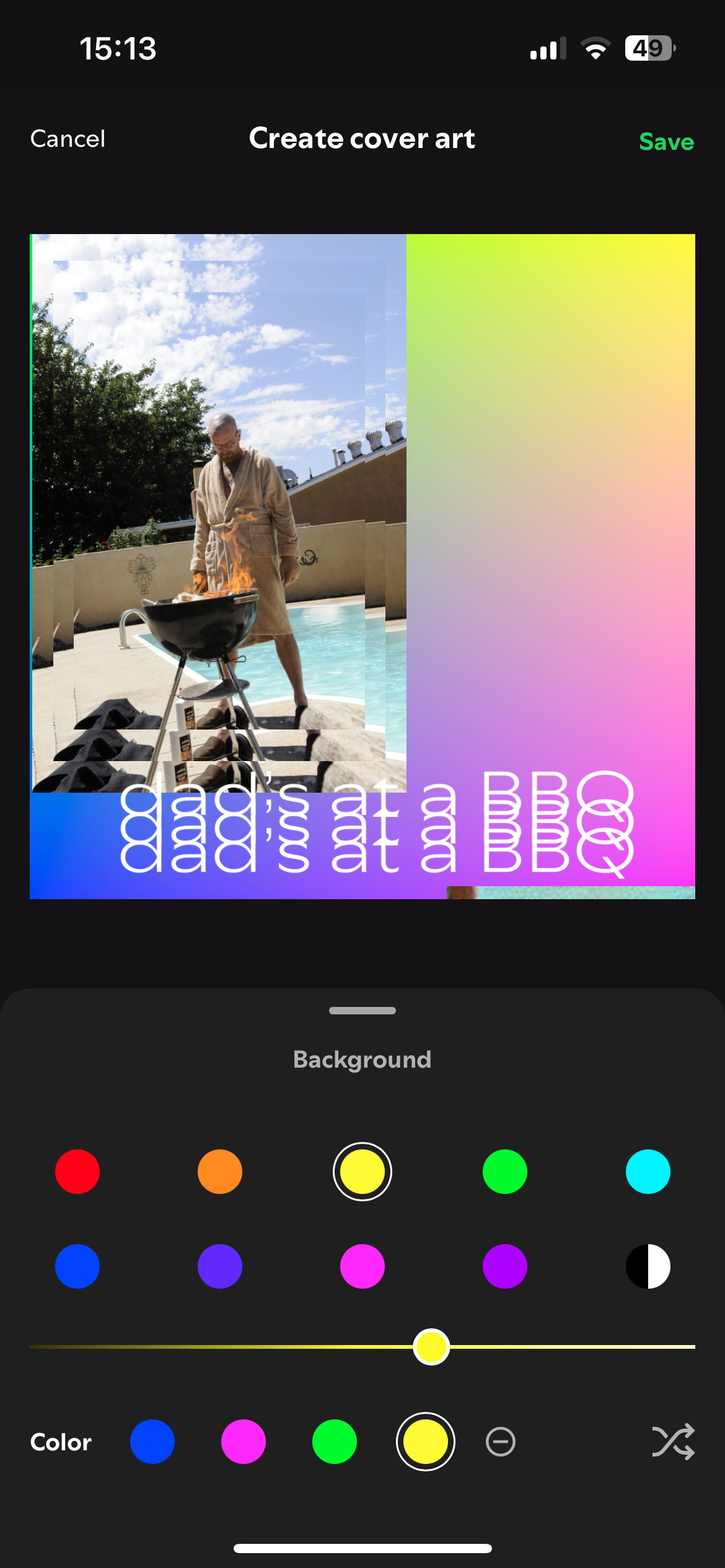 Screenshot of the Spotify app, designing a cover image.