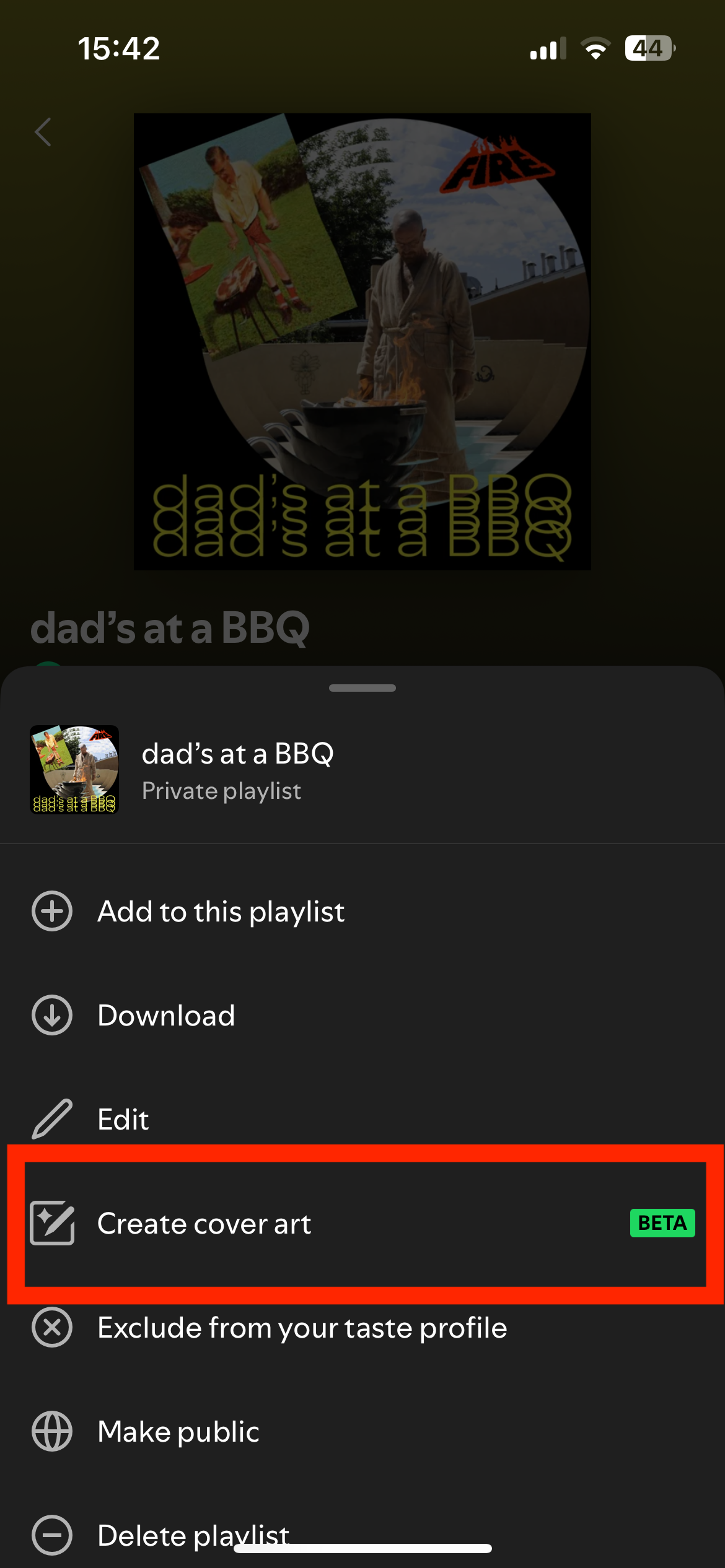 Screenshot of a Spotify playlist being edited within the app.