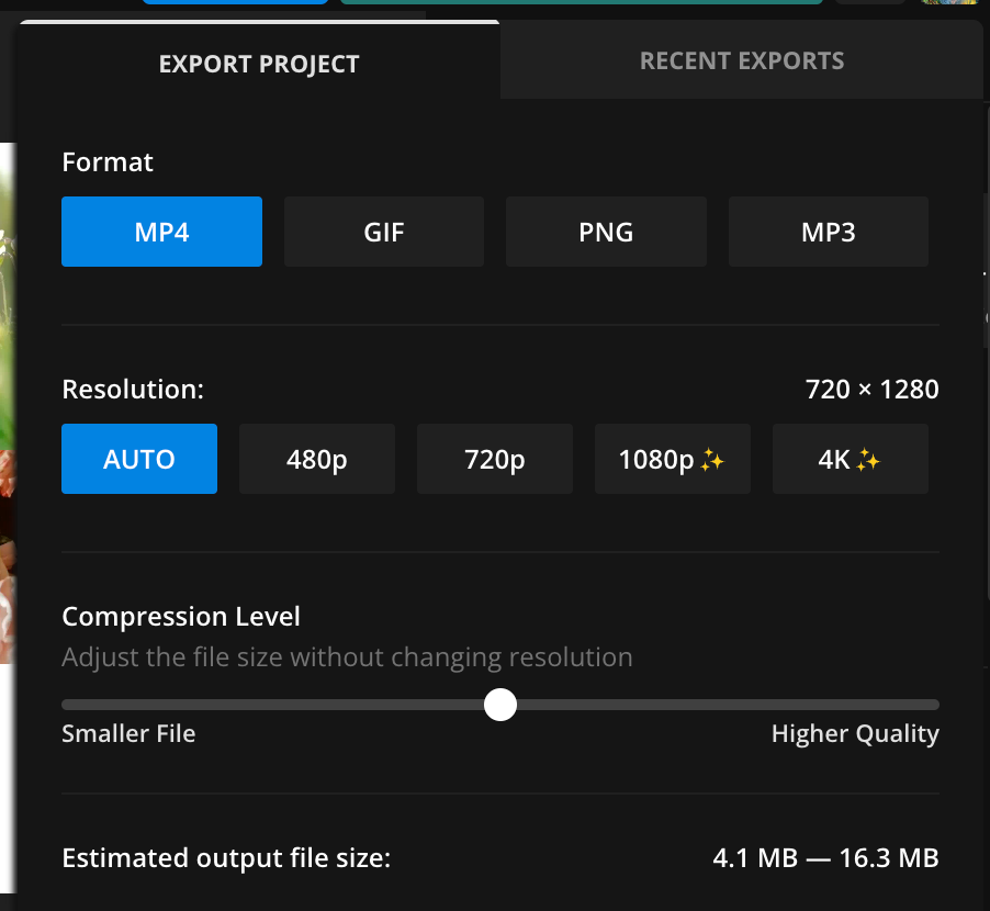 Kapwing's image export function.