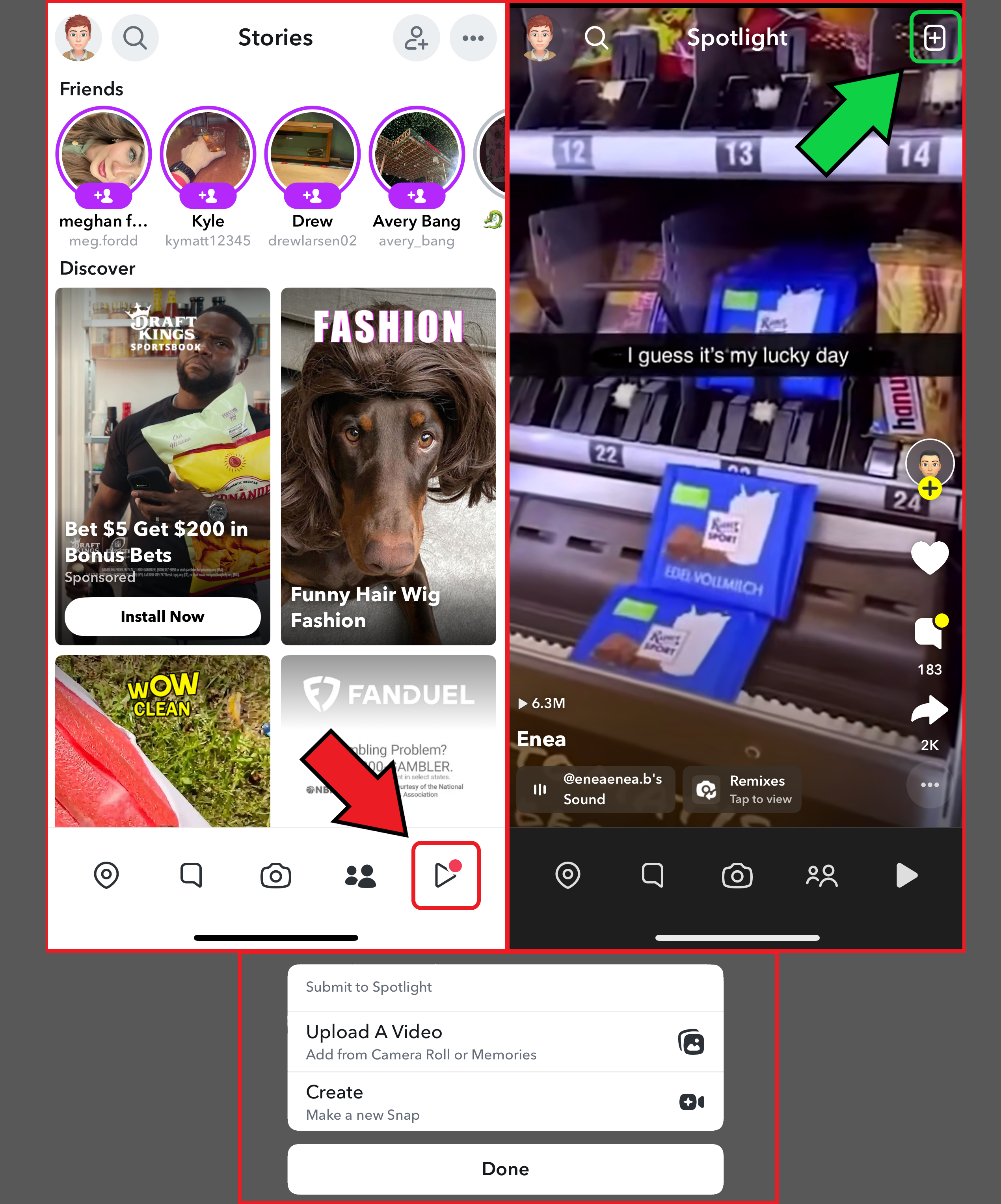 Snapchat Spotlight upload screen showing a video ready to be shared on the platform to increase visibility.